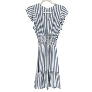 Rails Ashlyn Rio stripe dress, size XS, linen blend, blue and white stripes